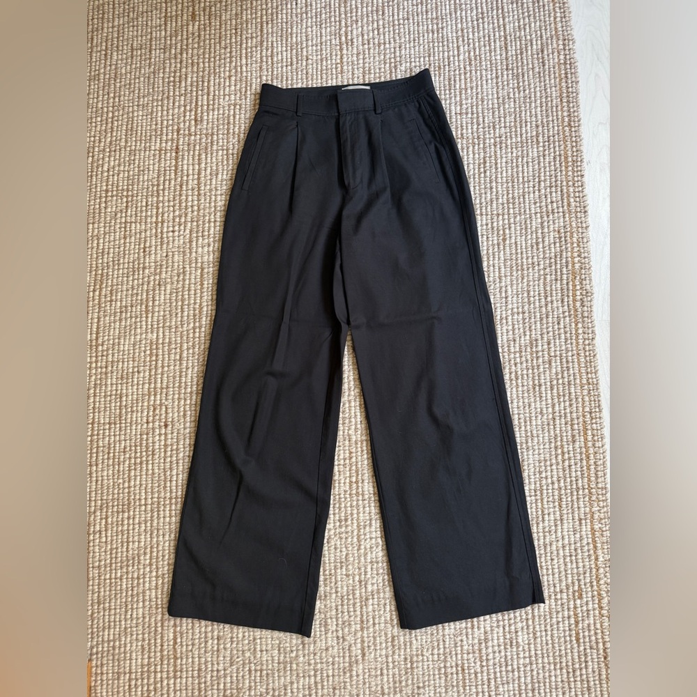 Everlane Black Draper Pleated High Rise Wide Leg Pants